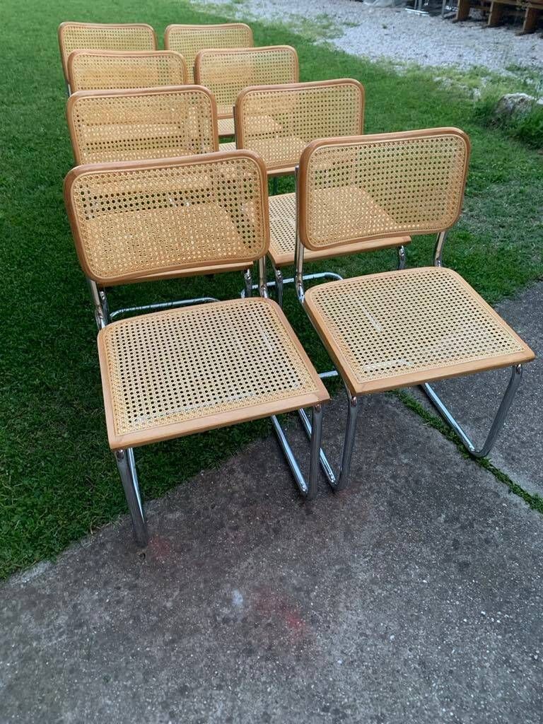 Mid Century Modern Italian Marcel Breuer B32 Cesca Chair, 70s Set Of 8 photo furniture