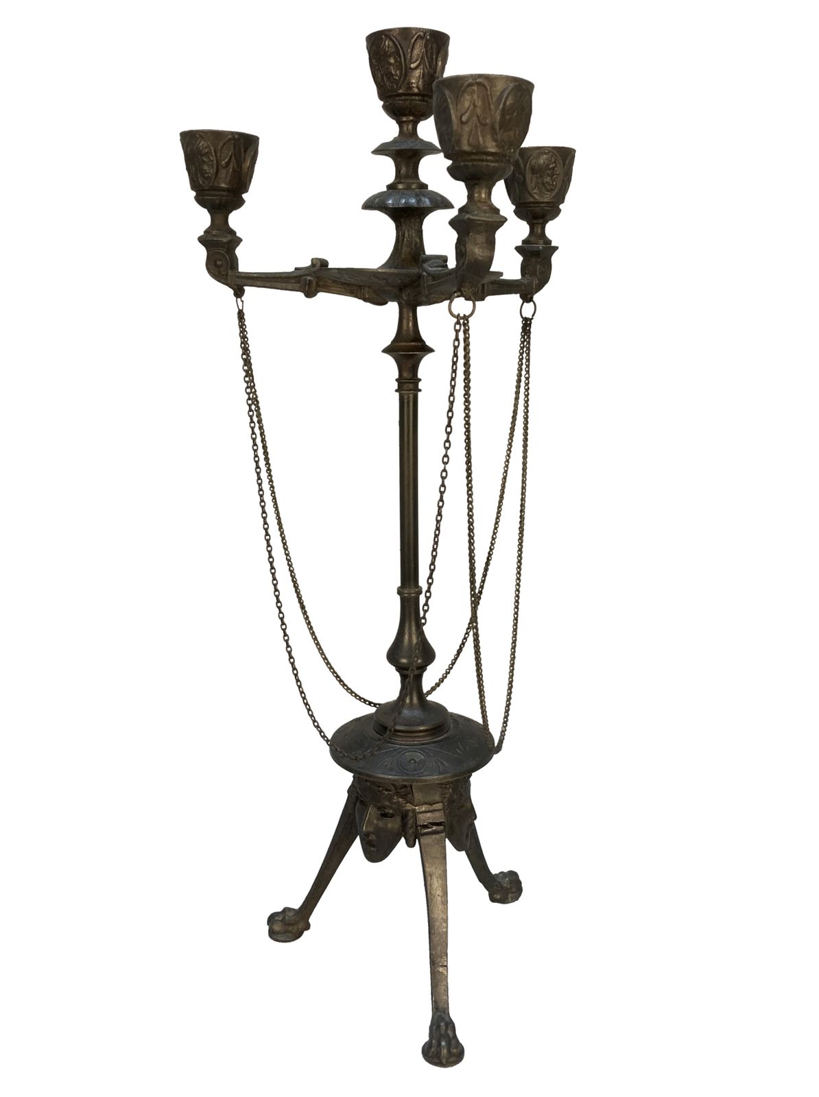 A Pair Of XIX Century Bronze Candelabra Of Greco Roman Design photo for sale