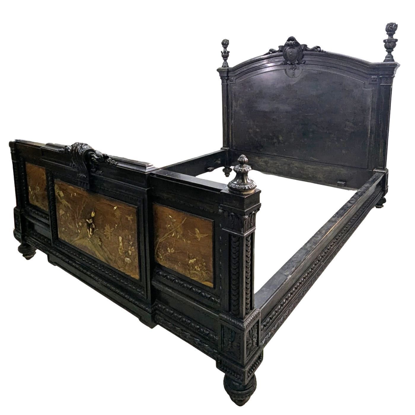 Napoleon III Bed With Lacquer Panel Decoration And Japanese Inlays, Meiji Period photo furniture