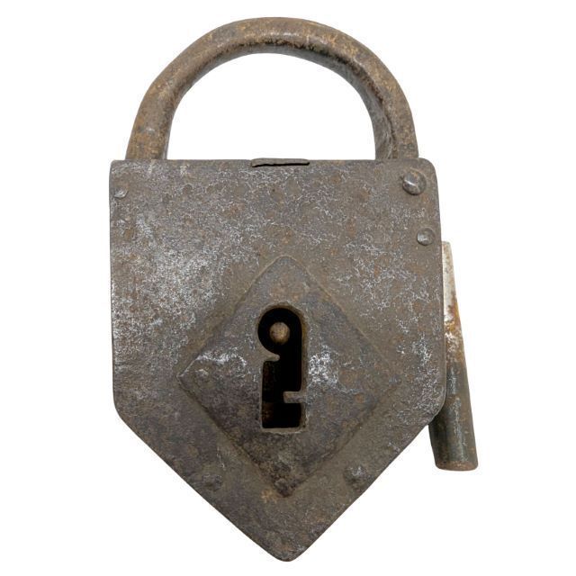 18th Century Wrought Iron Trunk Padlock