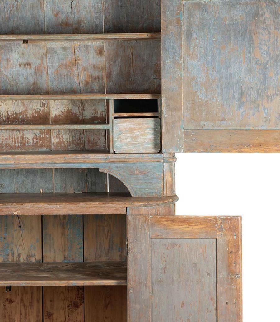 19th Century Two Part Cabinet In Original Paint, From Umea Vasterbotten, Sweden photo 7500.0