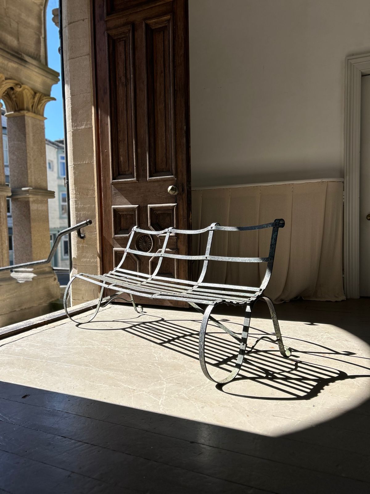 Strapwork Bench, 1800s, Antique