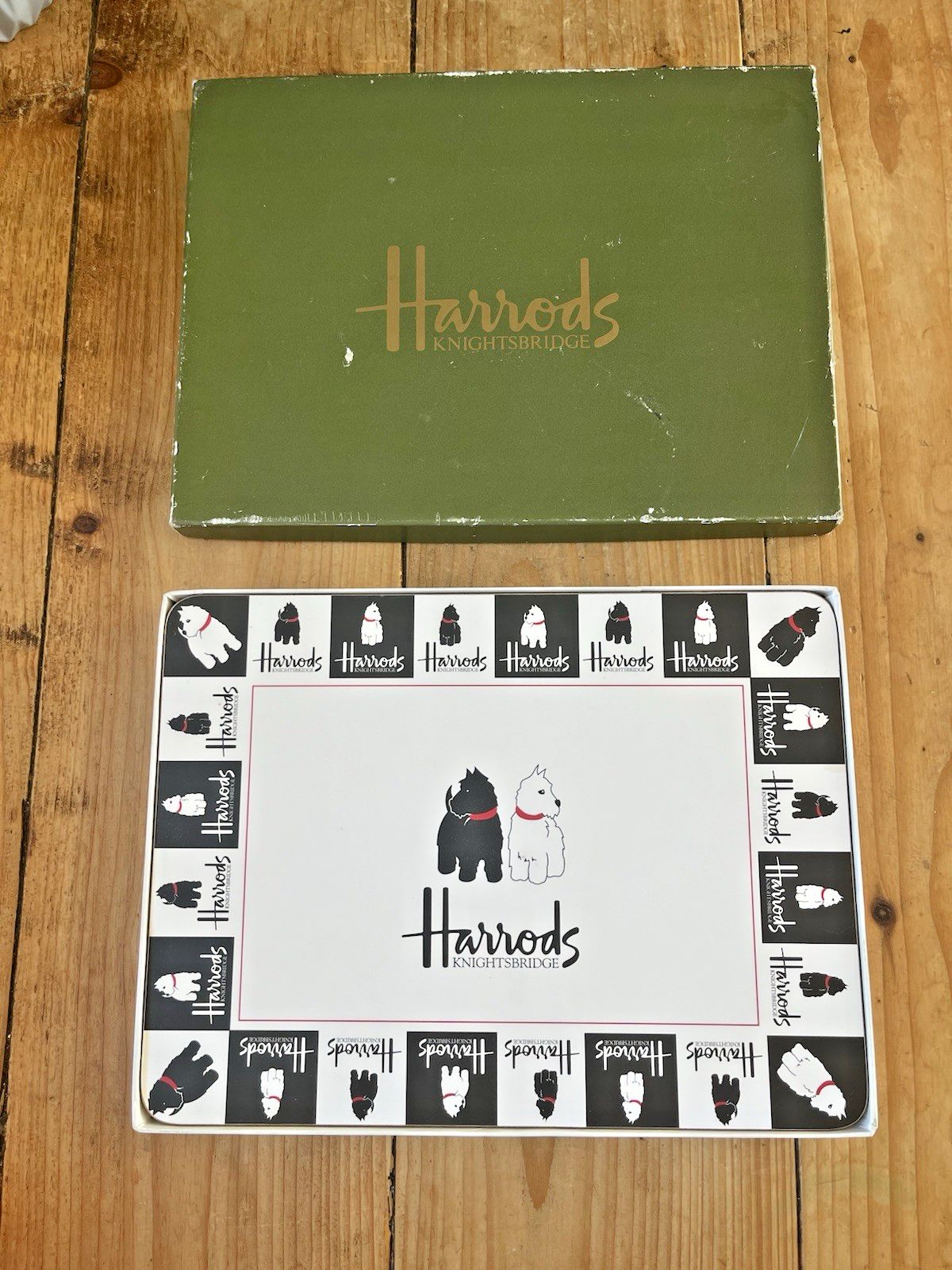 Set Of 3 Boxed Harrods Black & White Scotty Dog Westie Terrier Table Placemats photo for sale
