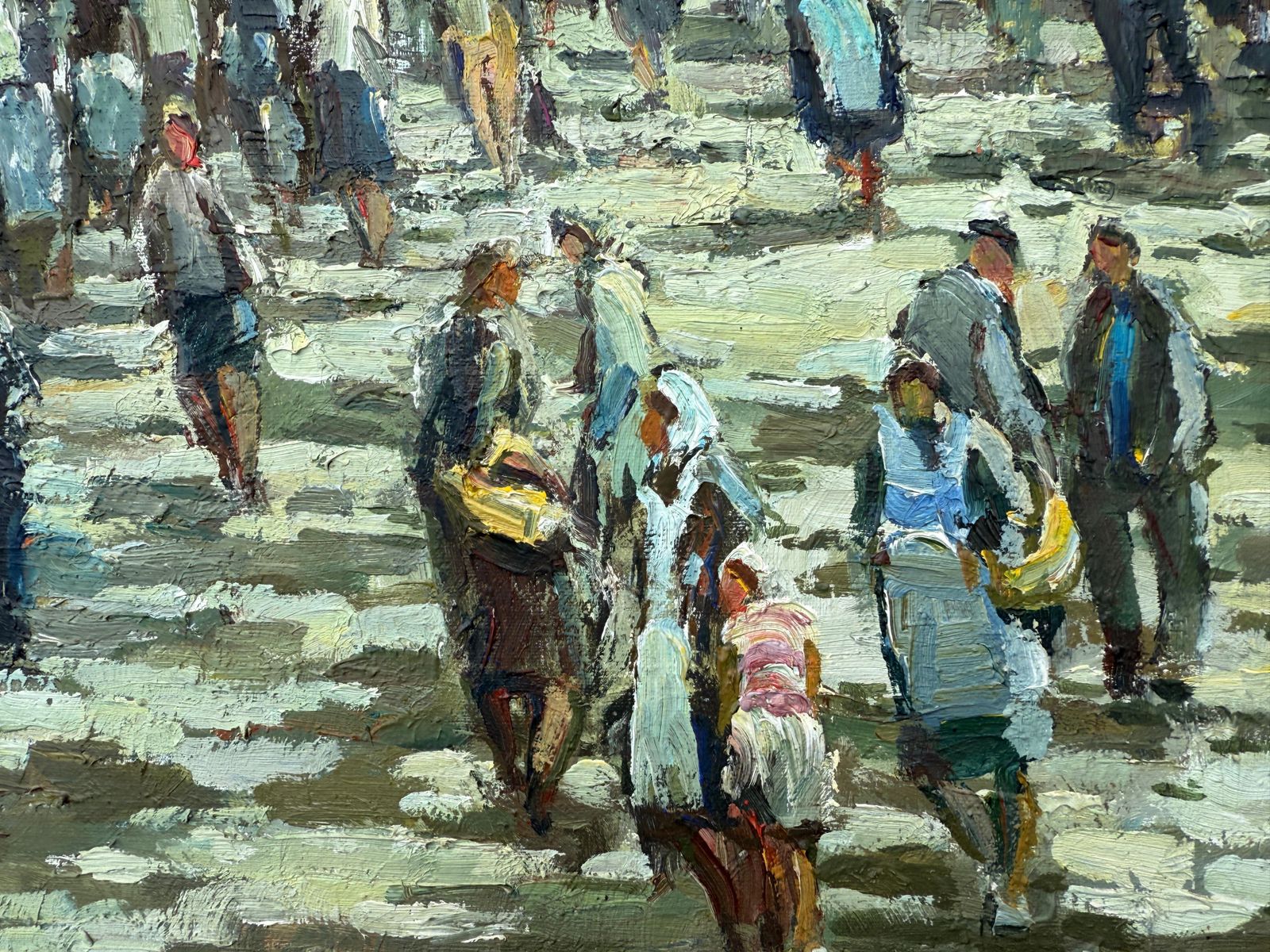 Manuel Zamora Muñoz Market Of Olot Spain Oil On Canvas Painting Spanish Urbanscape 1965 photo Art