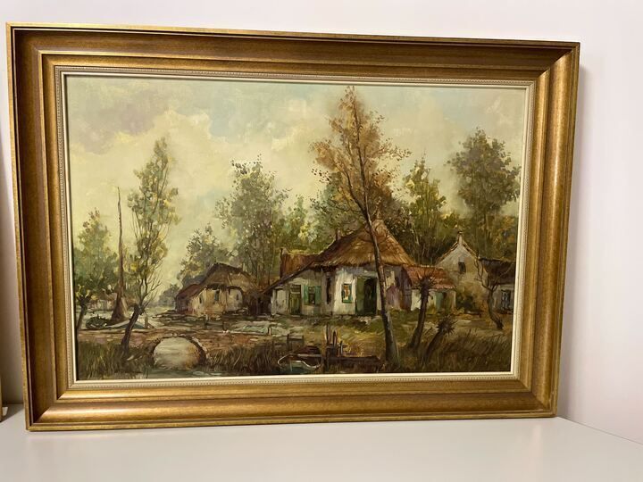 Bh Slotman (Bernard) 1928 Farms In The Forest   Oil On Canvas