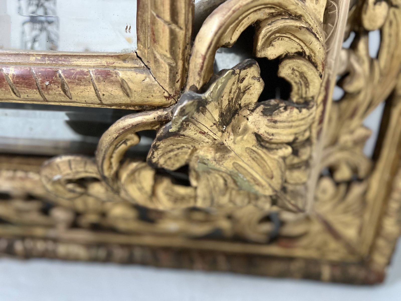 Louis XIV Style Mirror With Closed Sides In Wood And Gilded Stucco, 19th Century photo buy