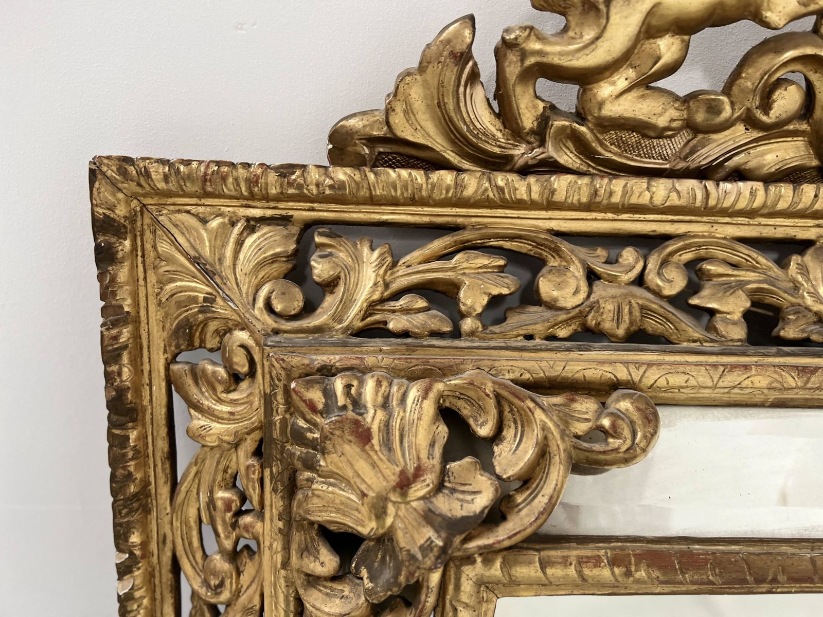 photo vinterior Louis XIV Style Mirror With Closed Sides In Wood And Gilded Stucco, 19th Century