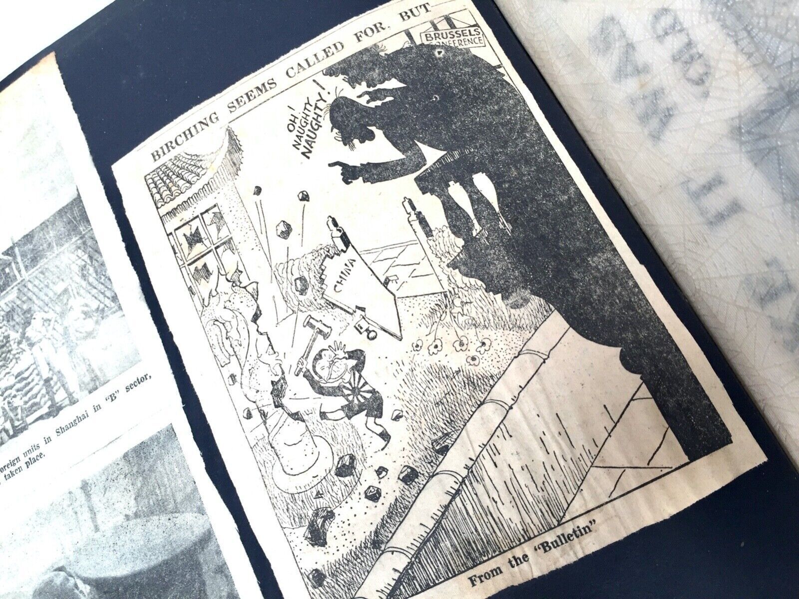Home Decor Antique Album Sketch Book With Ww2 Second World War Newspaper Cuttings C.1940 photo