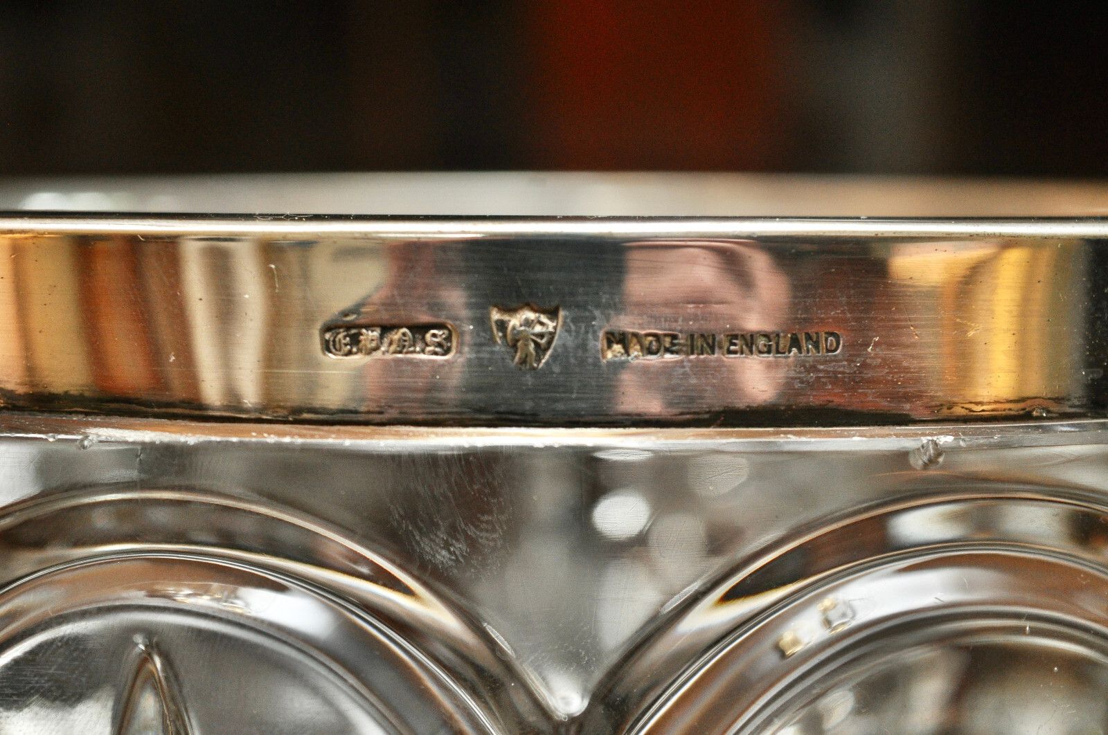 A Large Antique Glass Salad/Fruit Bowl, Silver Plated Rim, John Grinsell C1900 photo 50.0
