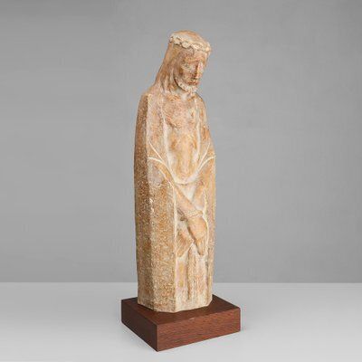 André Teackens, Art Deco Style Religious Statue Of Jesus Christ, 1920s, Plaster On Wood Base