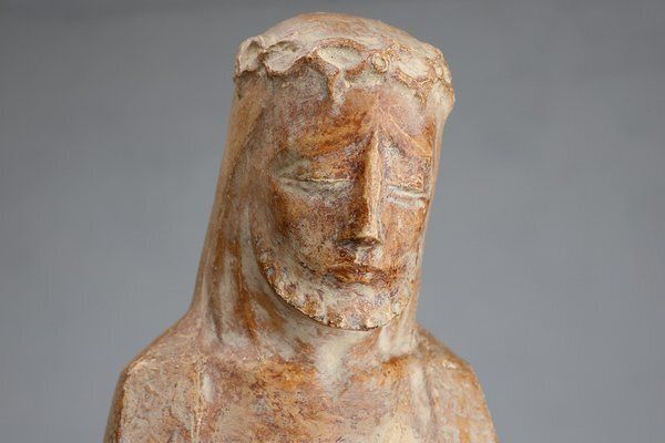 André Teackens, Art Deco Style Religious Statue Of Jesus Christ, 1920s, Plaster On Wood Base photo furniture