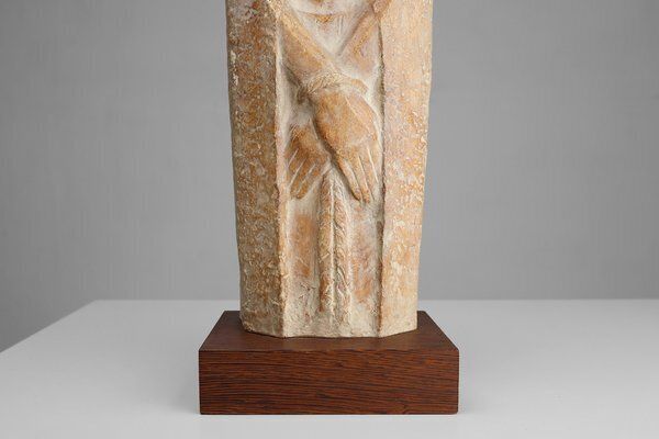André Teackens, Art Deco Style Religious Statue Of Jesus Christ, 1920s, Plaster On Wood Base photo buy