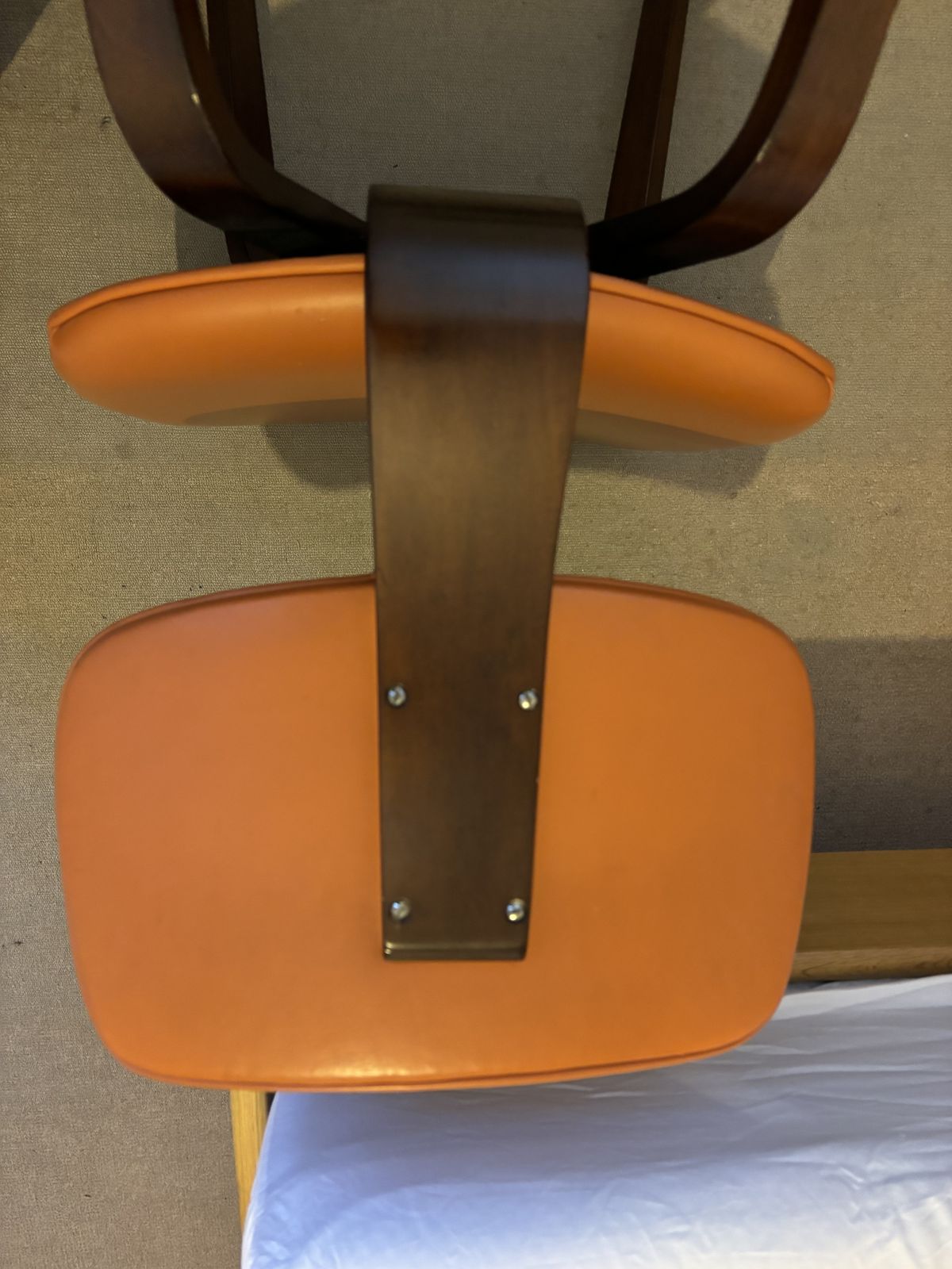 photo buy 2 X Pairs Of Vintage Mid Century Bentwood Ply Chairs, Designed By Bruno Weil For Thonet, USA In The 1950’s In Orange & Red Leather