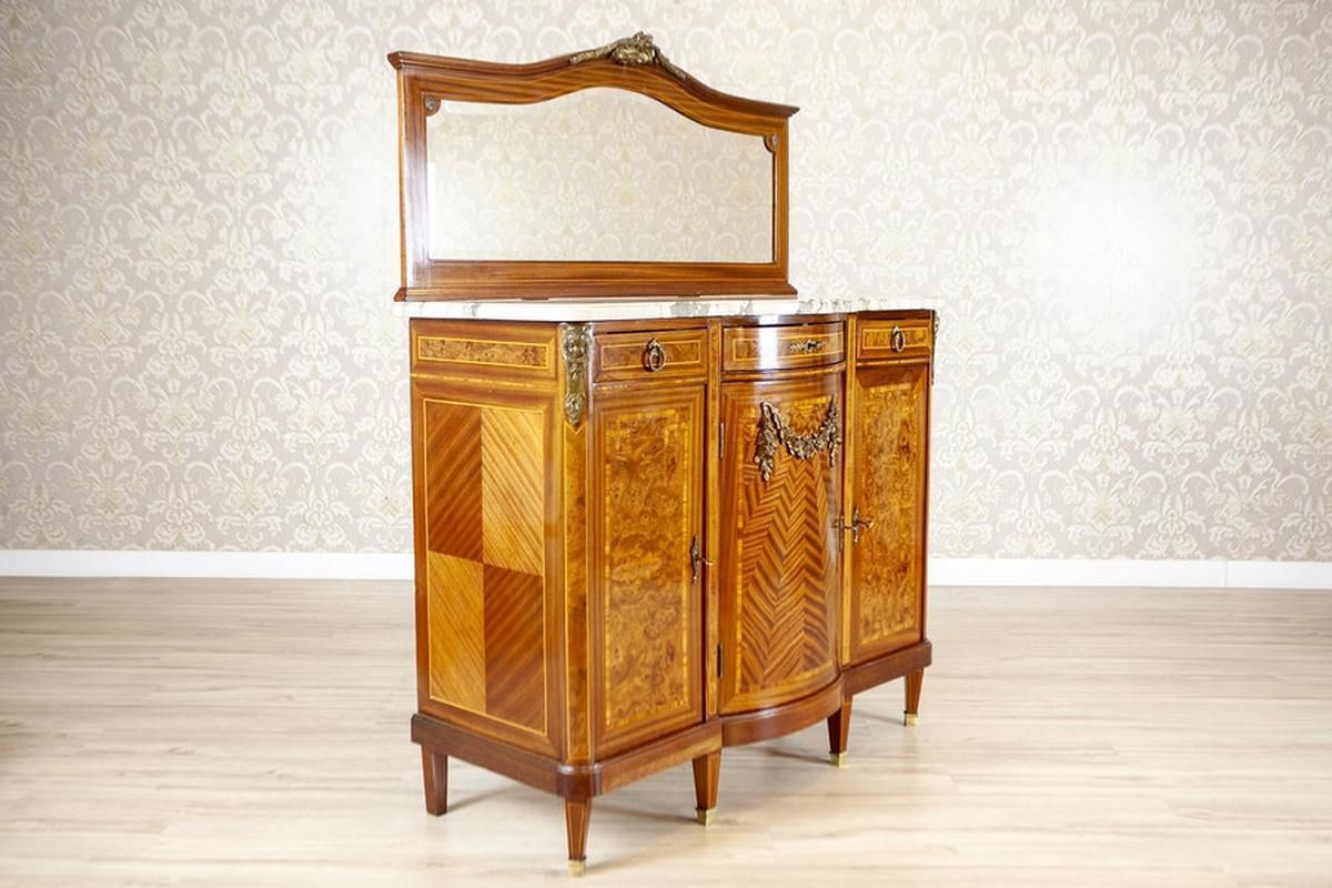 Stylish French Mahogany Buffet With Mirror, Late 19th Century photo for sale