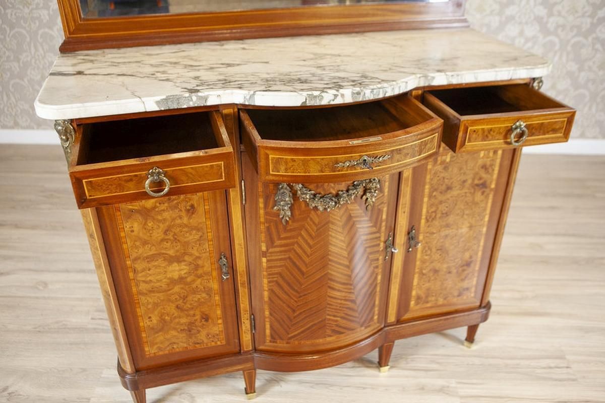 Stylish French Mahogany Buffet With Mirror, Late 19th Century photo vintage