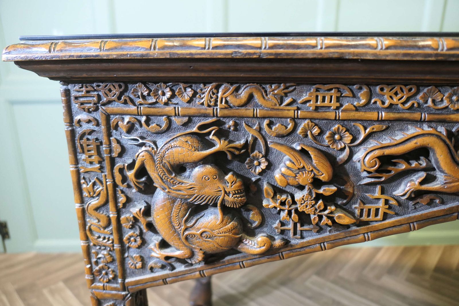 Long Chinoiserie Carved Console Table Or Hall Table photo buy