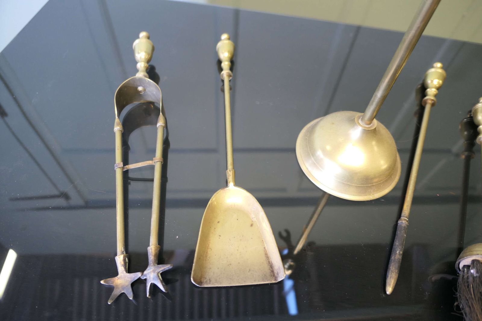 Brass Fireside Companion Set, Fireside Tools On Stand photo for sale