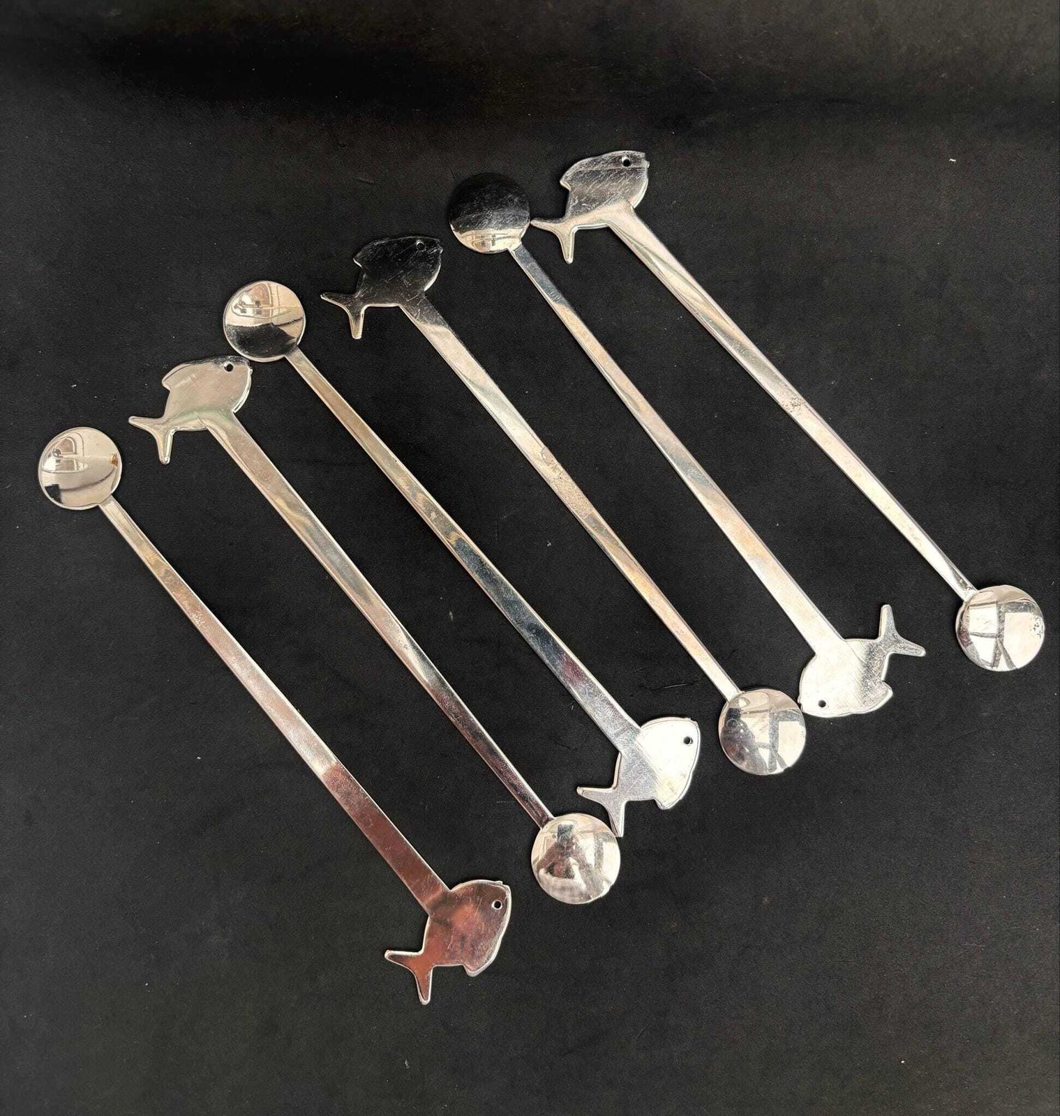 Cocktailroerders – Lange Barlepels Voor Cocktails, Champagne En Koffie – Set Van 6 – Visvorming – Roestvrij Staal photo furniture