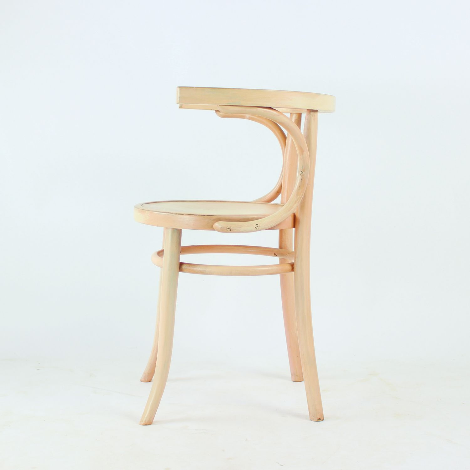 Michael Thonet No. 24 Bentwood Chair By Ton In Pink, Czechoslovakia 1950s photo furniture