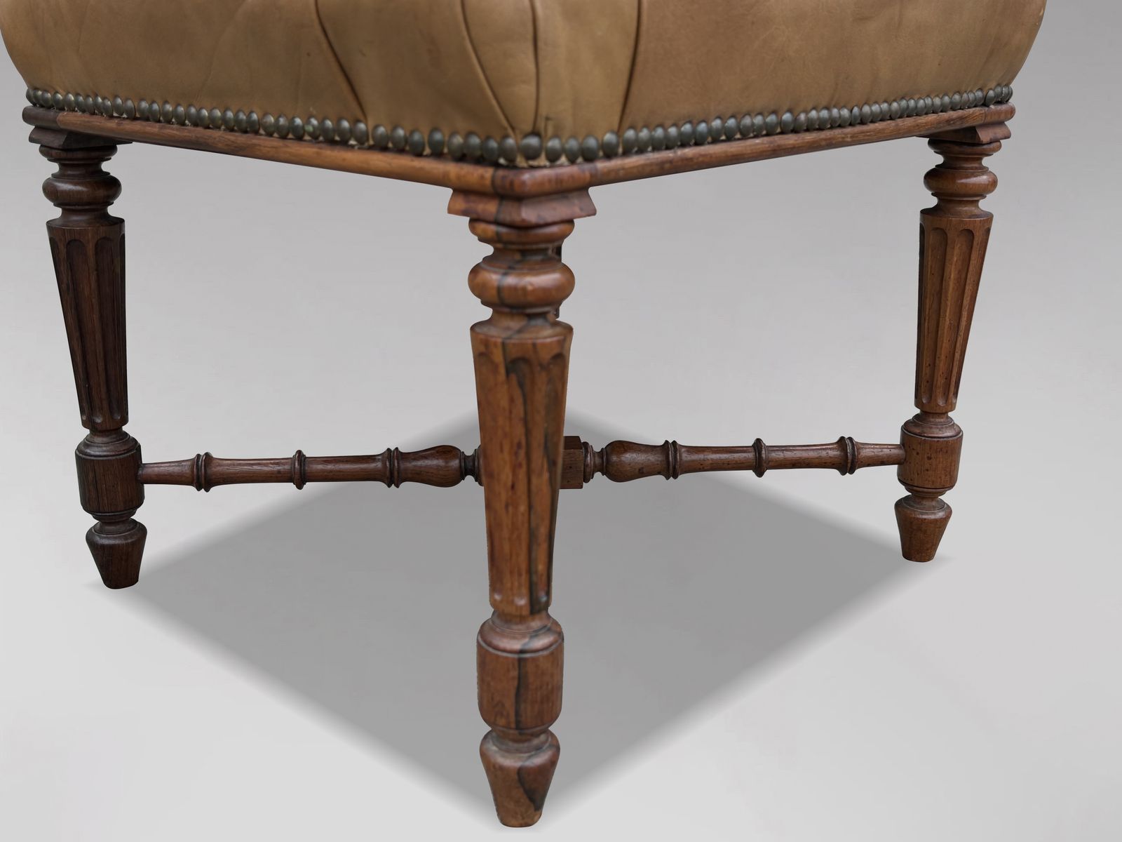 Early 19th Century Regency Period Rosewood Leather Stool photo furniture