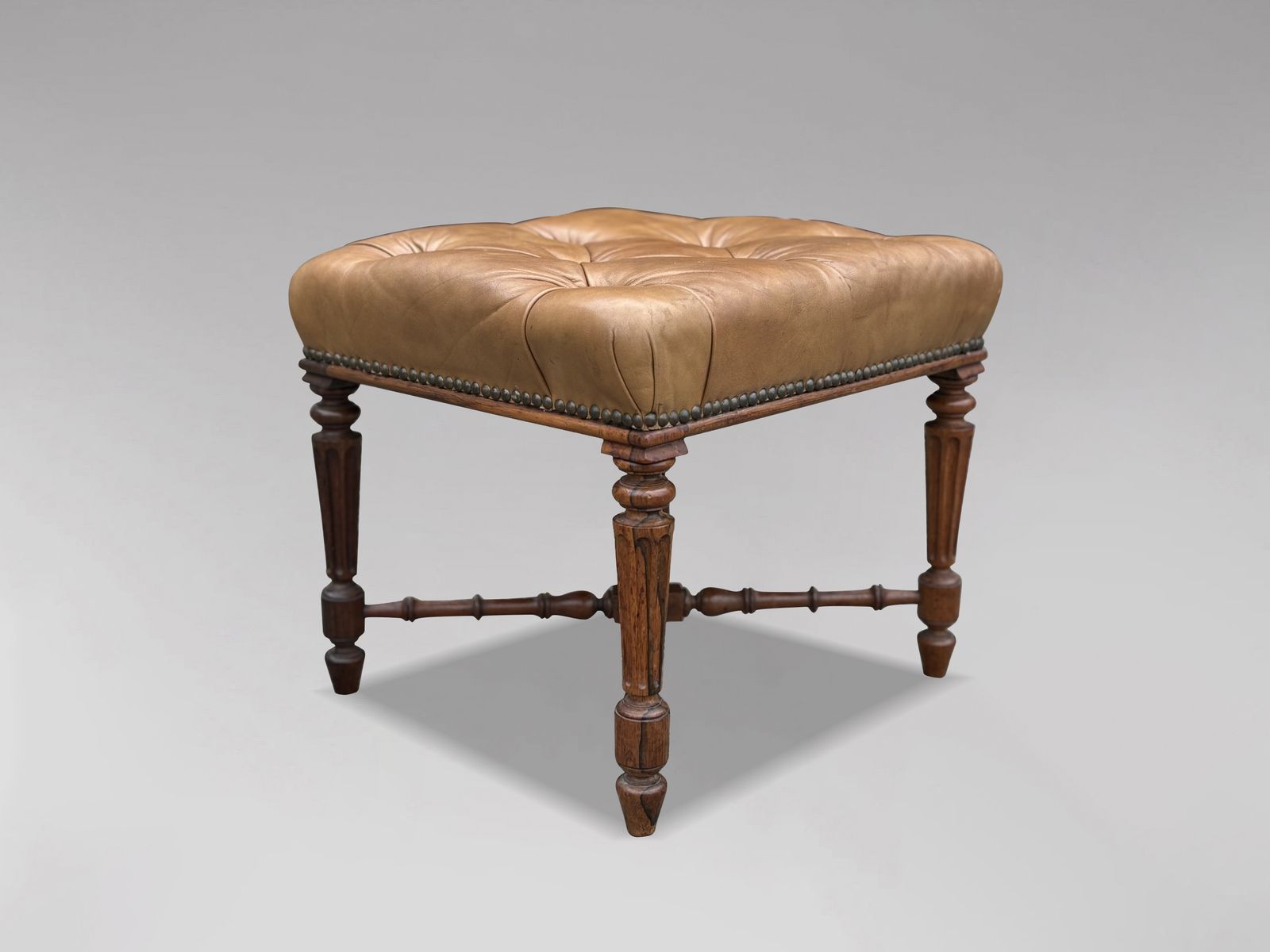 Early 19th Century Regency Period Rosewood Leather Stool photo buy