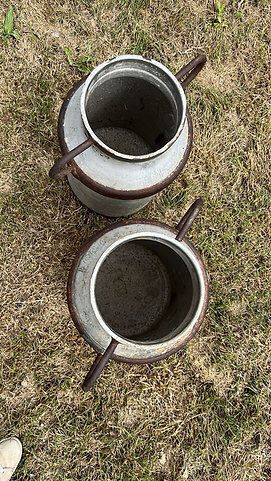 Antique Aluminium Milk Churns photo vintage