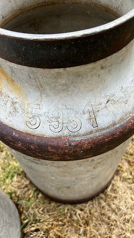 photo furniture Antique Aluminium Milk Churns