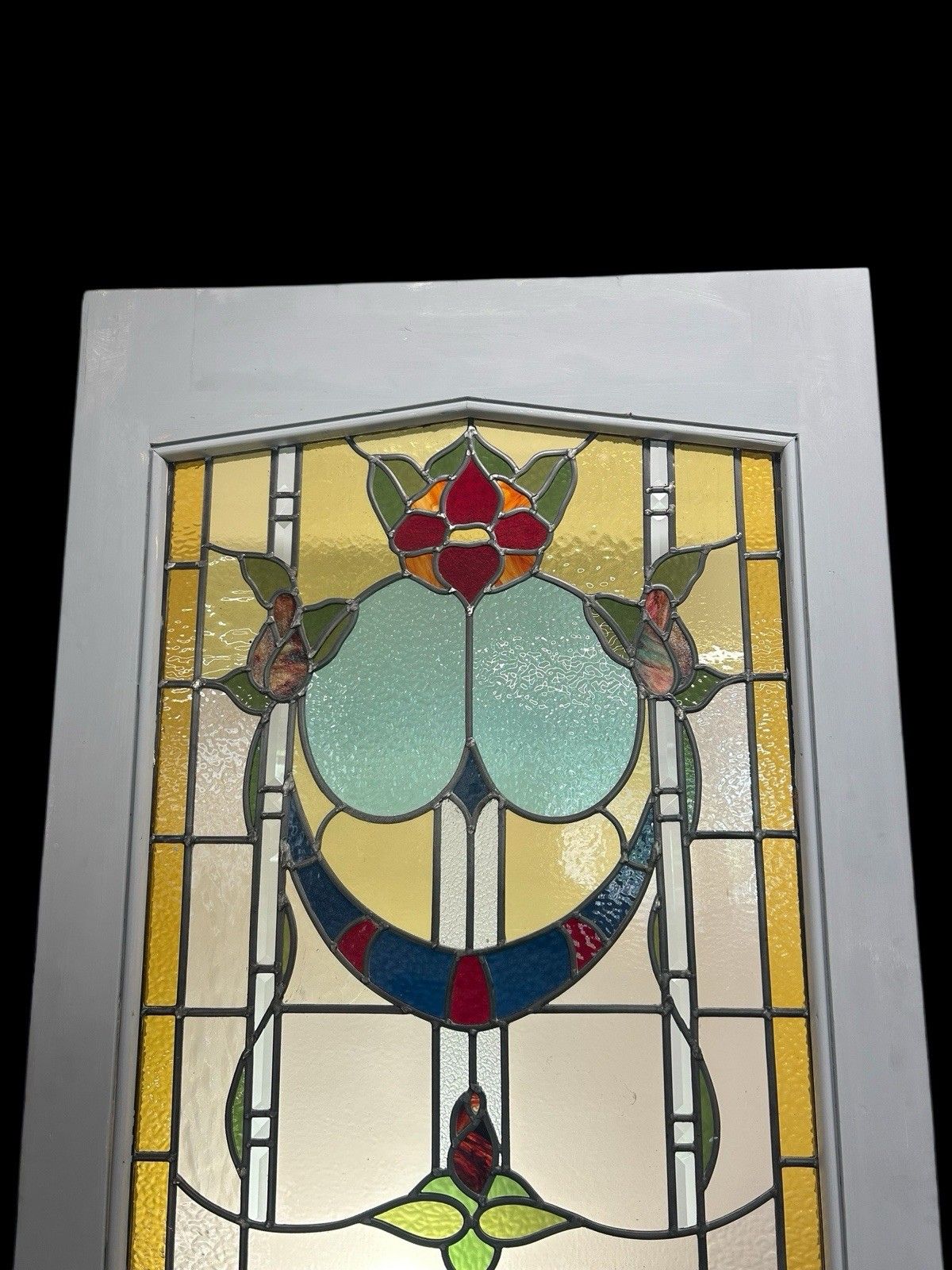 3481.0 Victorian Stained Glass Front Door Old Antique Period Reclaimed Refurb Bevelled photo