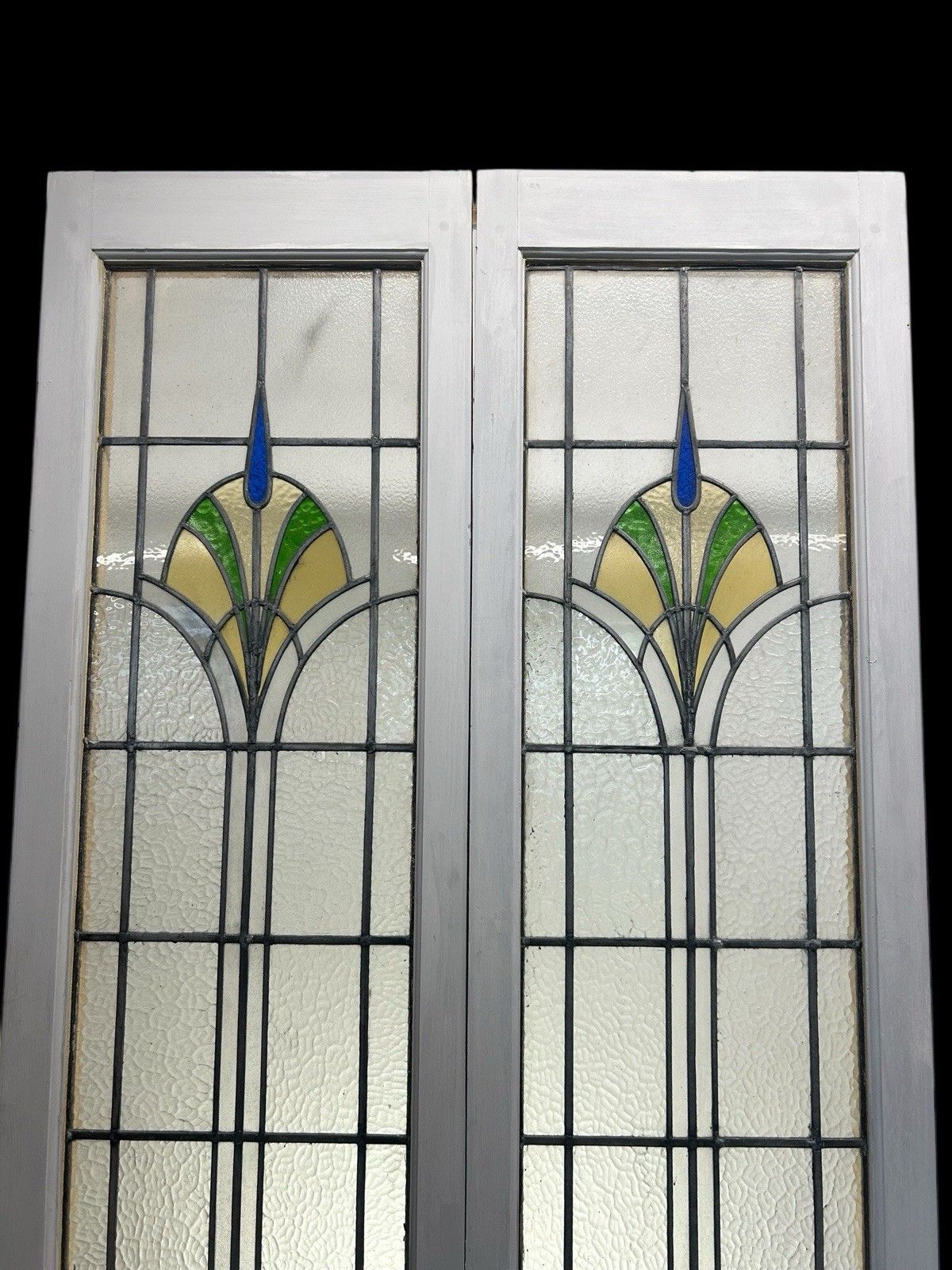 Art Deco French Doors Room Dividers Stained Glass Old Period Reclaimed Antique photo Home Decor