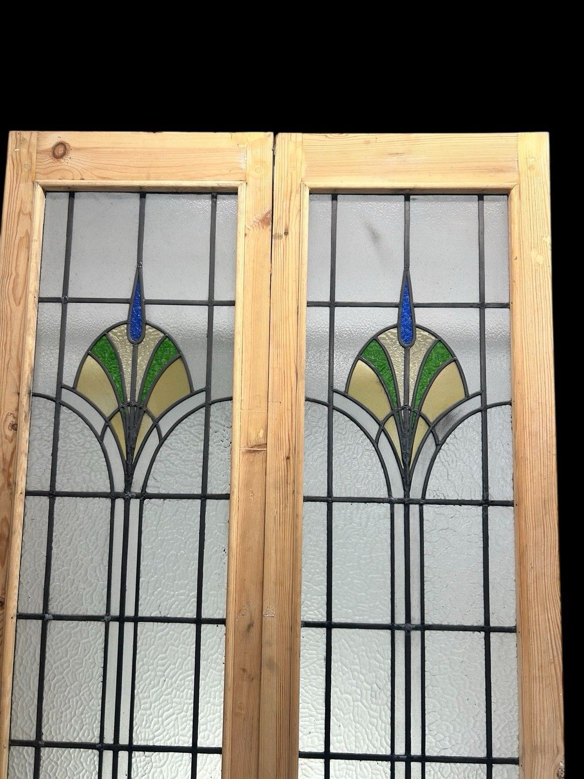 photo for sale Art Deco French Doors Room Dividers Stained Glass Old Period Reclaimed Antique