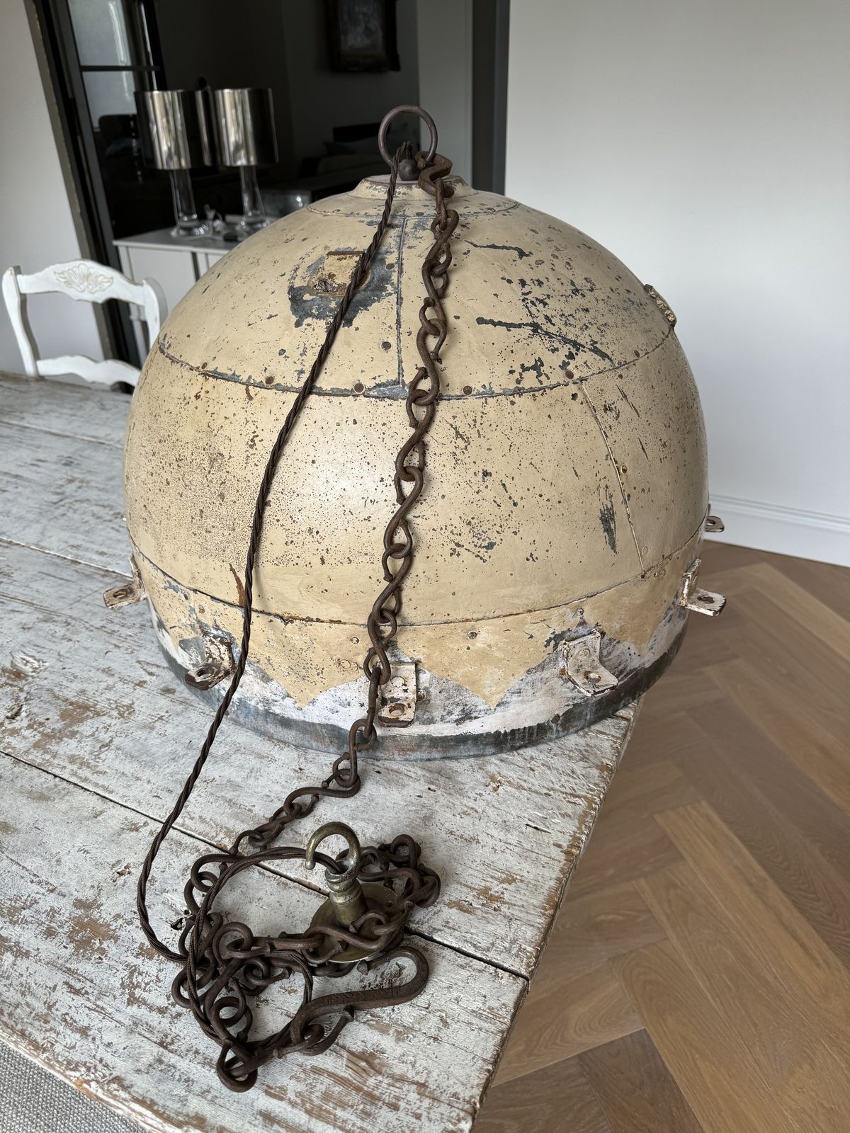 Large Metal Domed Pendant Light Fitting. Industrial Look. Richmond (Tw10) Collection. 610mm Diameter. 420mm High photo Lighting