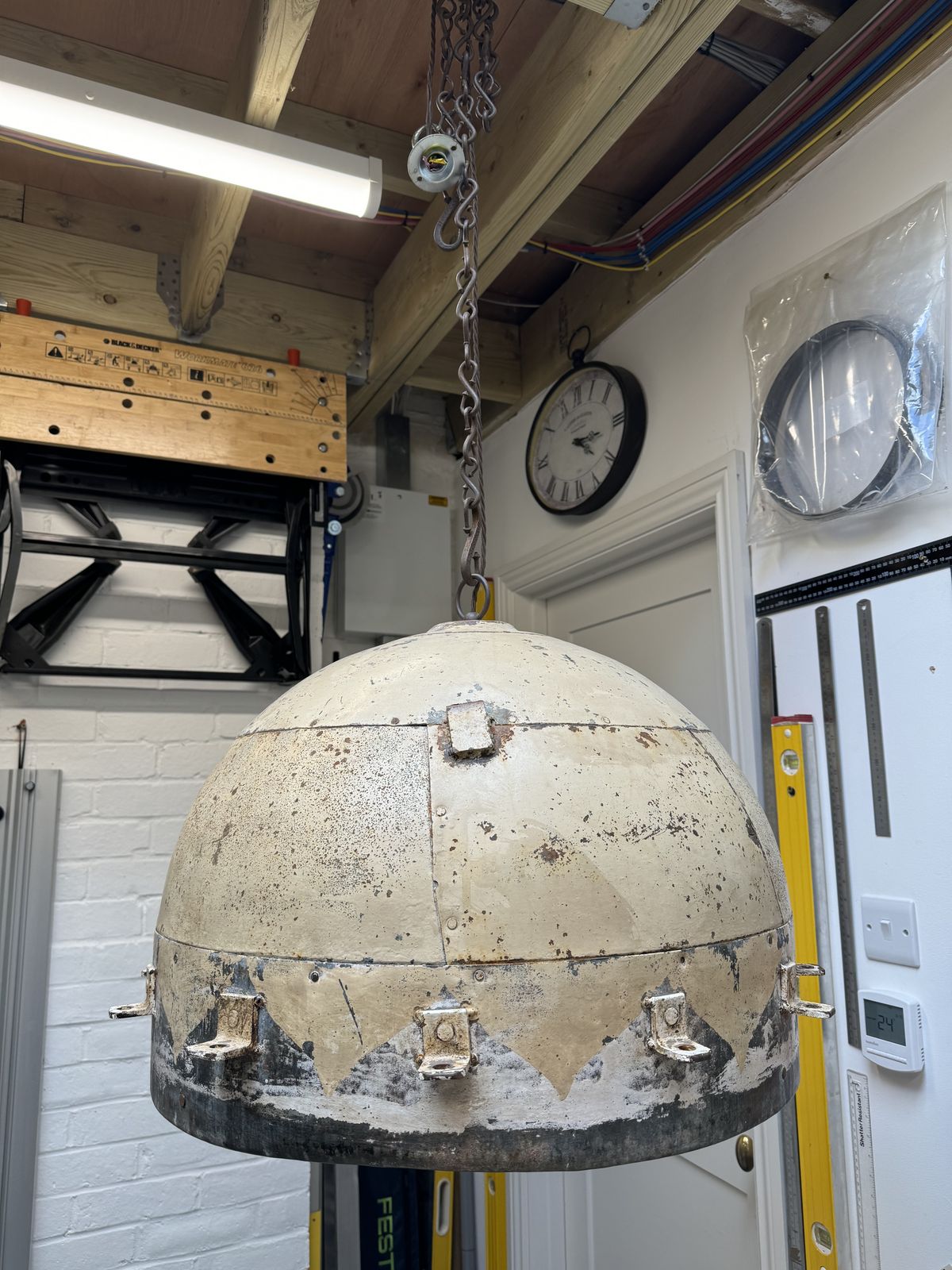 Large Metal Domed Pendant Light Fitting. Industrial Look. Richmond (Tw10) Collection. 610mm Diameter. 420mm High photo 450.0