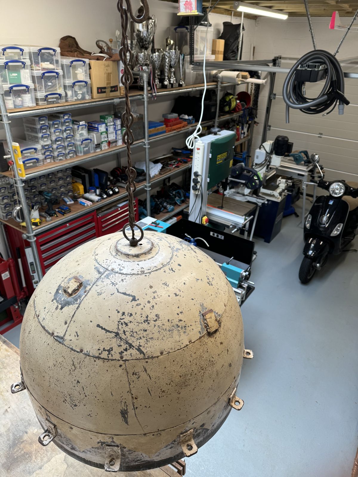 Large Metal Domed Pendant Light Fitting. Industrial Look. Richmond (Tw10) Collection. 610mm Diameter. 420mm High photo buy