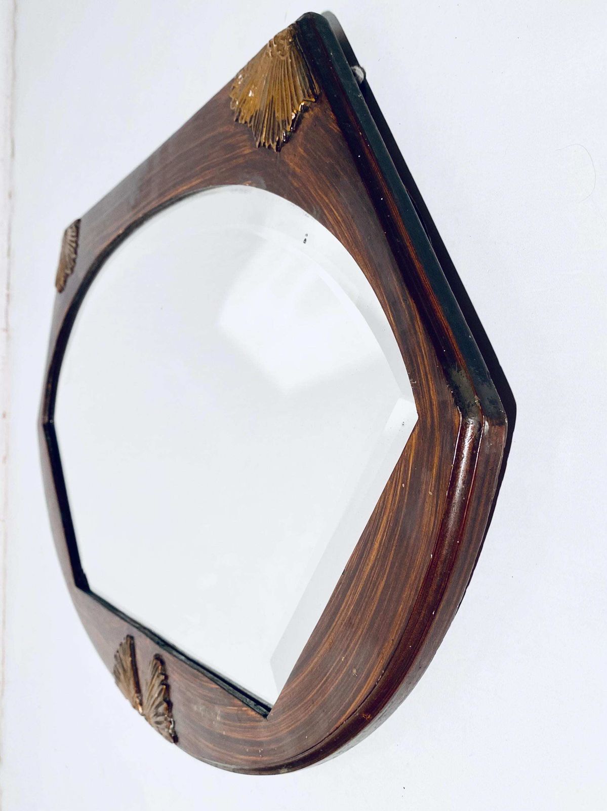 Art Deco Wooden Frame Wall Mirror / 1920s Antique Interior France photo furniture