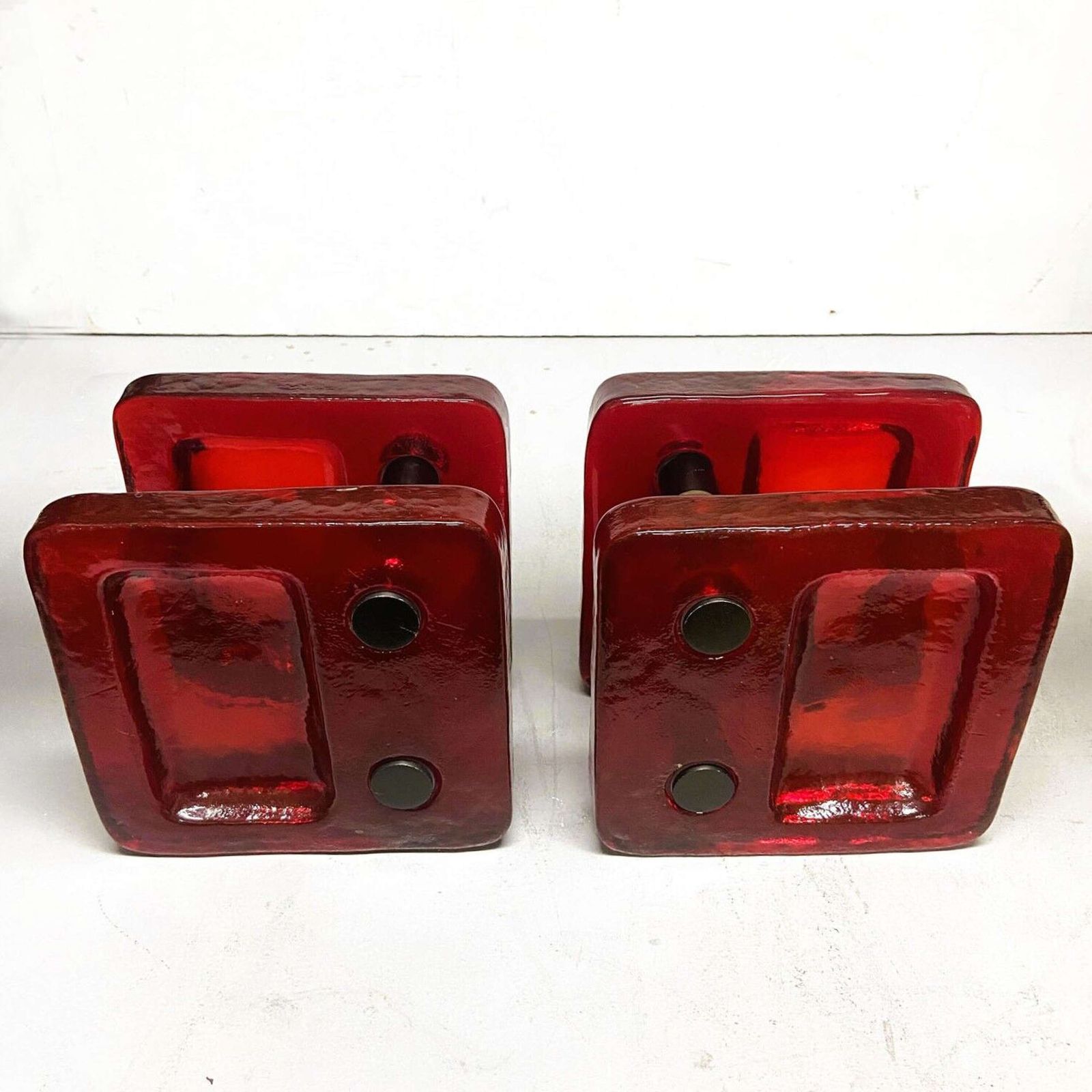 Red Glass Door Handle Pair For Push And Pull Double photo furniture