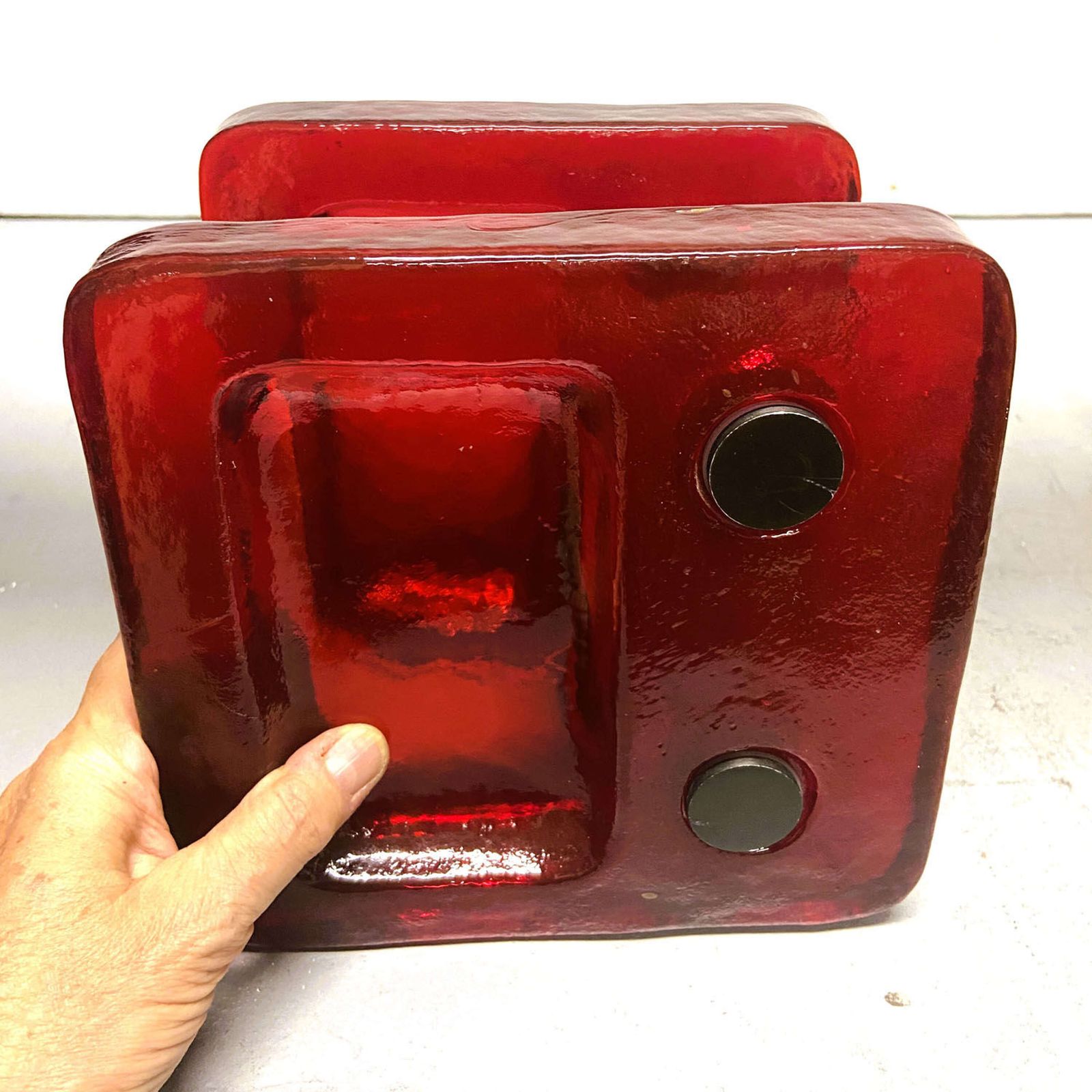Red Glass Door Handle Pair For Push And Pull Double photo 2250.0