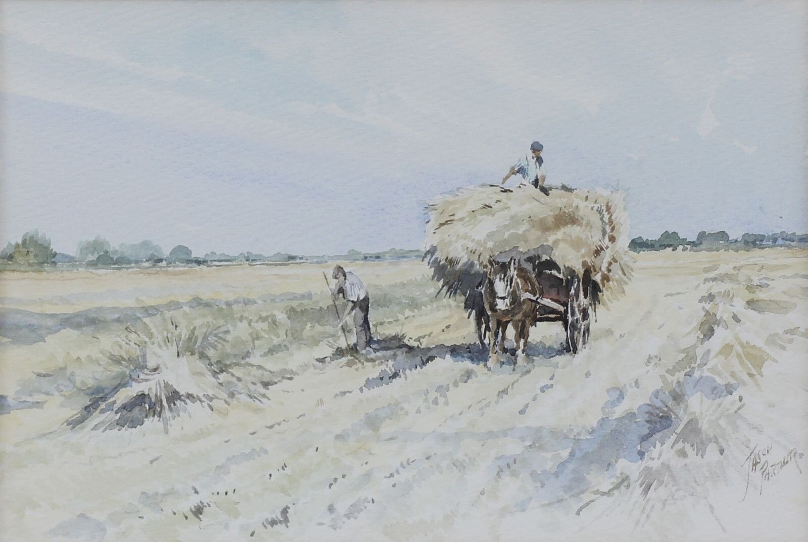 Watercolour By Jason Partner. Hay Carting In The Fens photo furniture