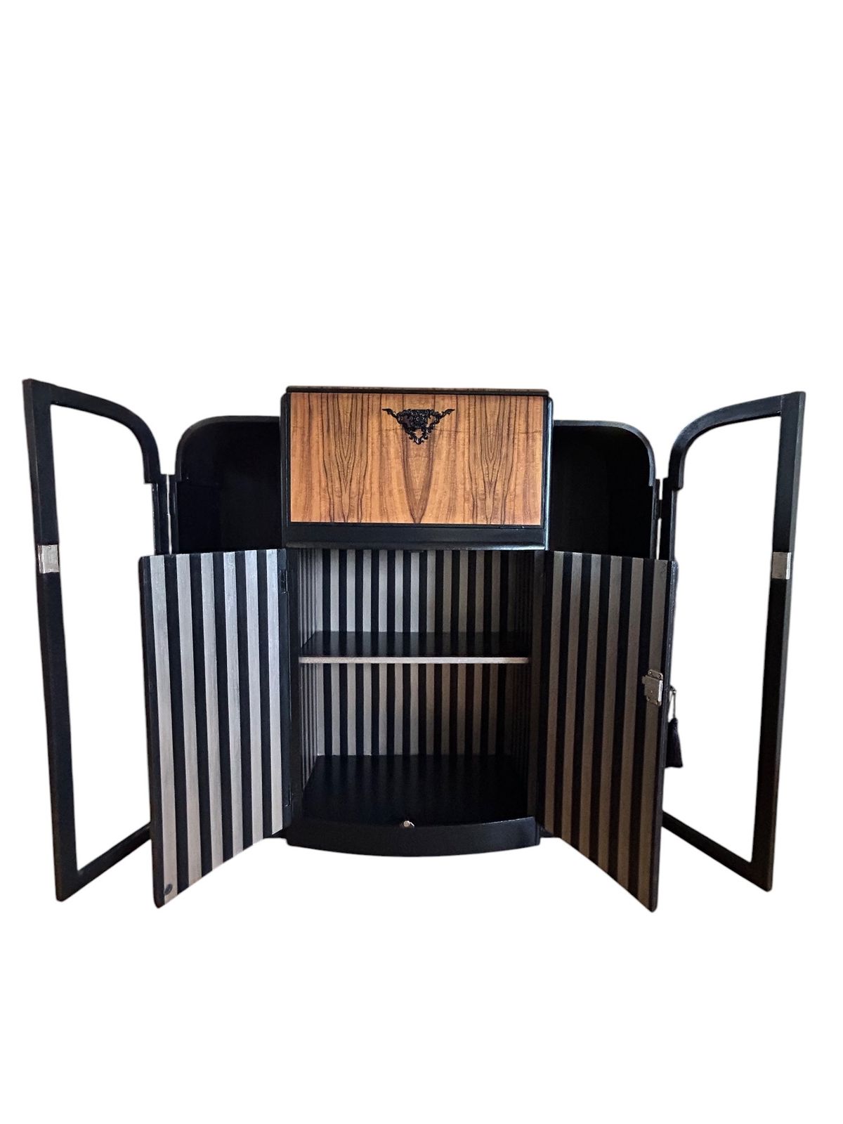 Furniture Cocktail Cabinet.  Art Deco Style.  Rivington.  Walnut. Refurbished.  Handpainted.  Unique. photo