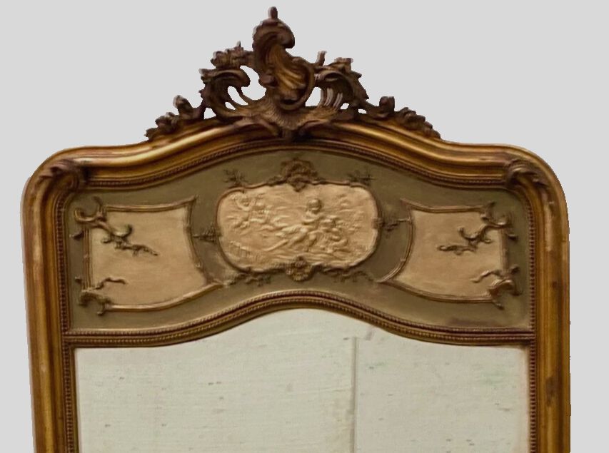 Louis XV Style Mirror In Wood And Gilded Stucco 20th Century photo vintage