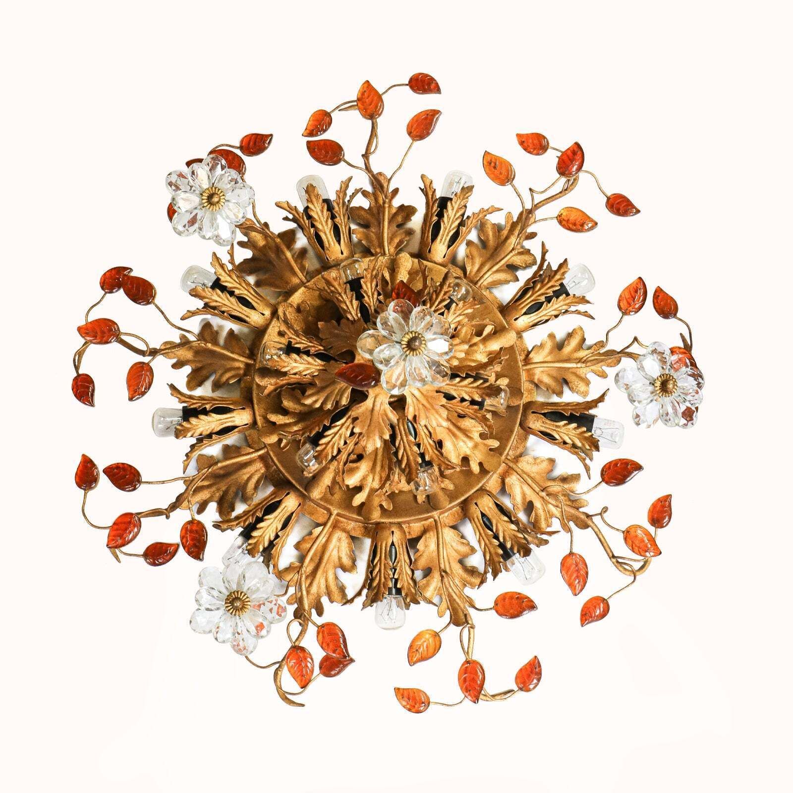 Flush Mount Maison Baguès Kristal & Verguld Ijzer Plafondlamp 15 Lichten