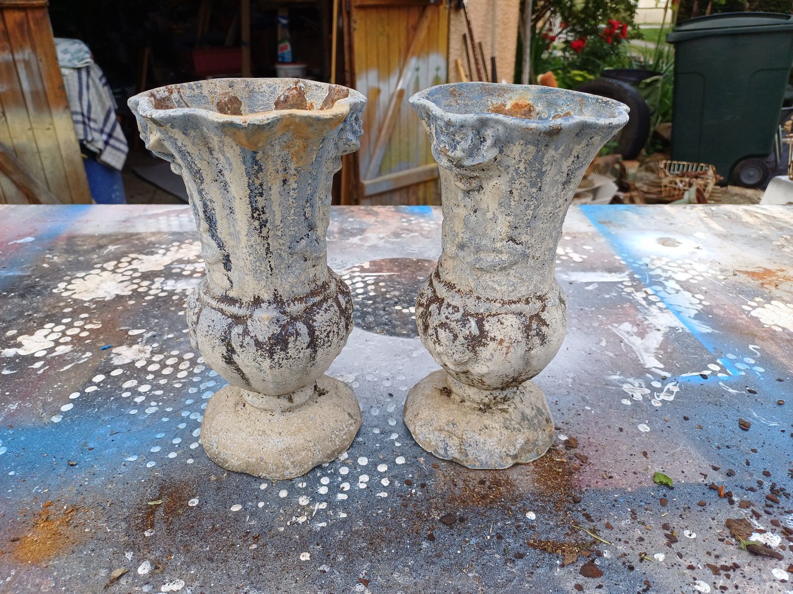 Pair Of Cast Iron Vases 1900 From Charleville Mézières photo for sale