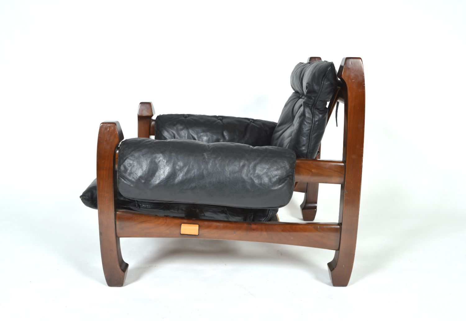 Midcentury Black Leather Samurai Arm Lounge Chair By Luciano Frigerio Italy 1971 photo furniture