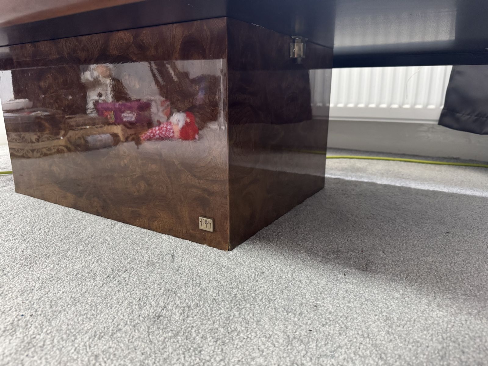 Jean Claude Mahey Wooden Coffee Table With Ruby Brown Patina, 1970s