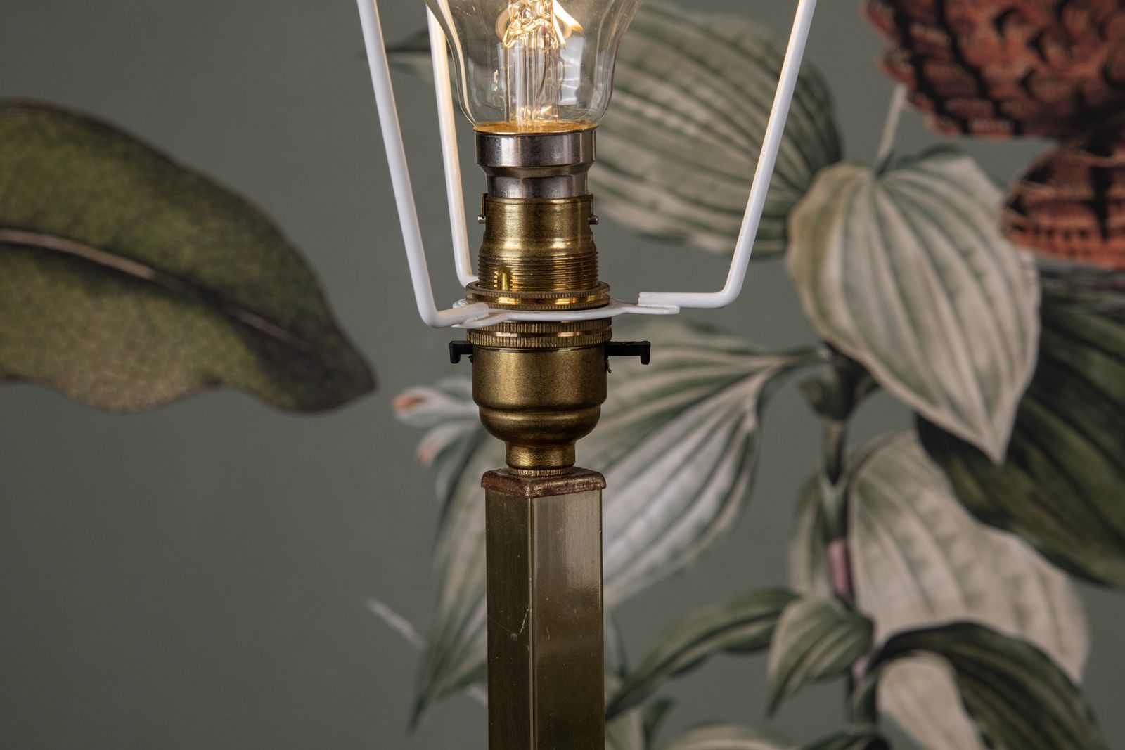 A Pair Of Mid Century Brass And Milk Glass Table Lamps photo Lighting