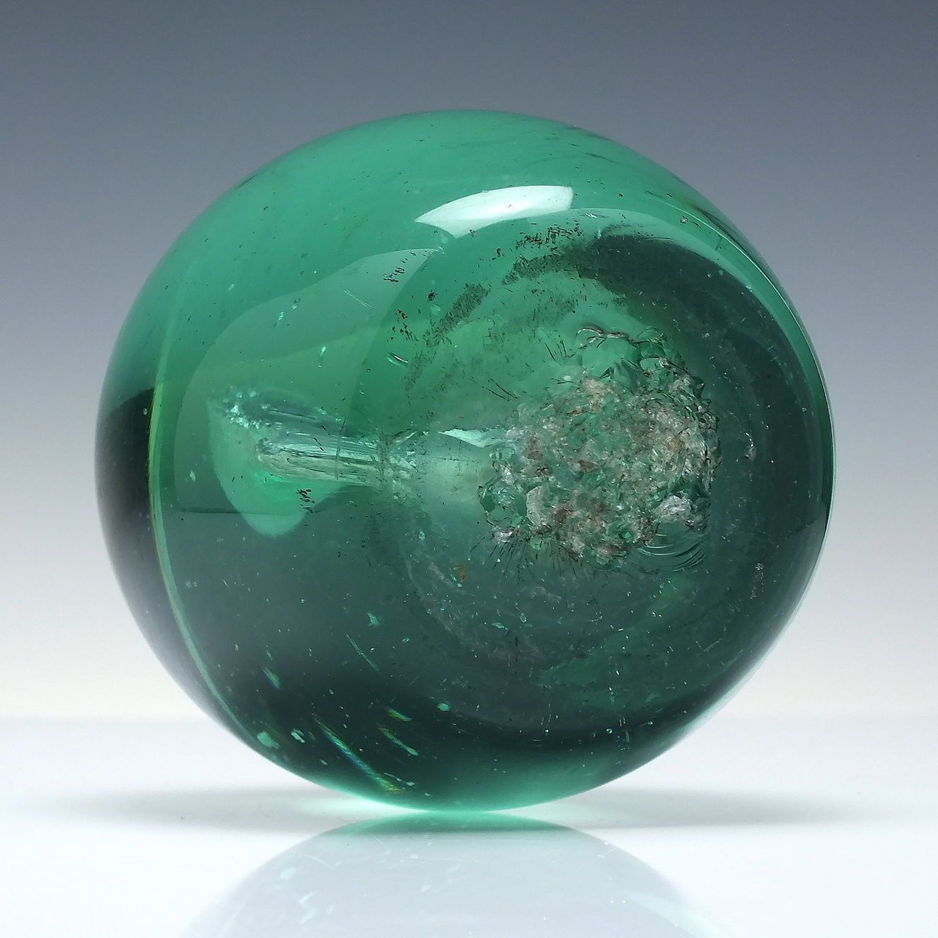 Victorian Green Sulphide End Of Day Glass Paperweight C1880 photo furniture