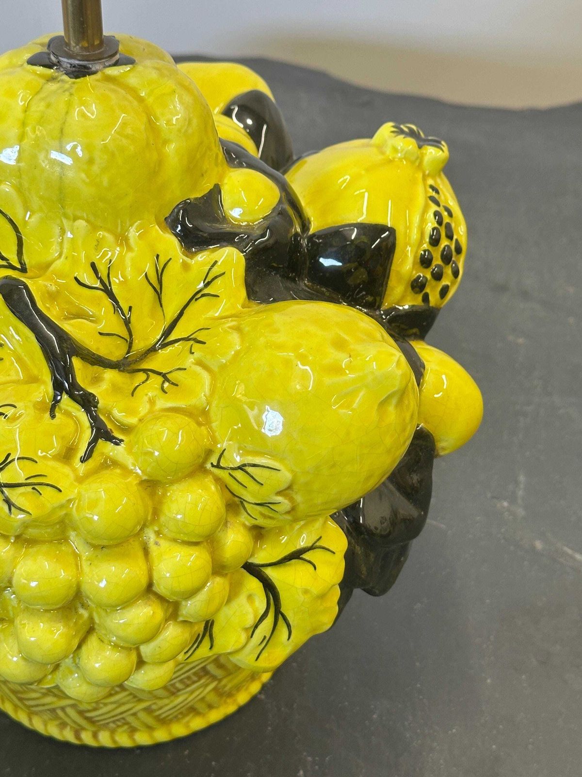 Striking Uco Zaccagnini Lemon Fruit Basket Table Lamp, 1970s. Italy. photo vintage