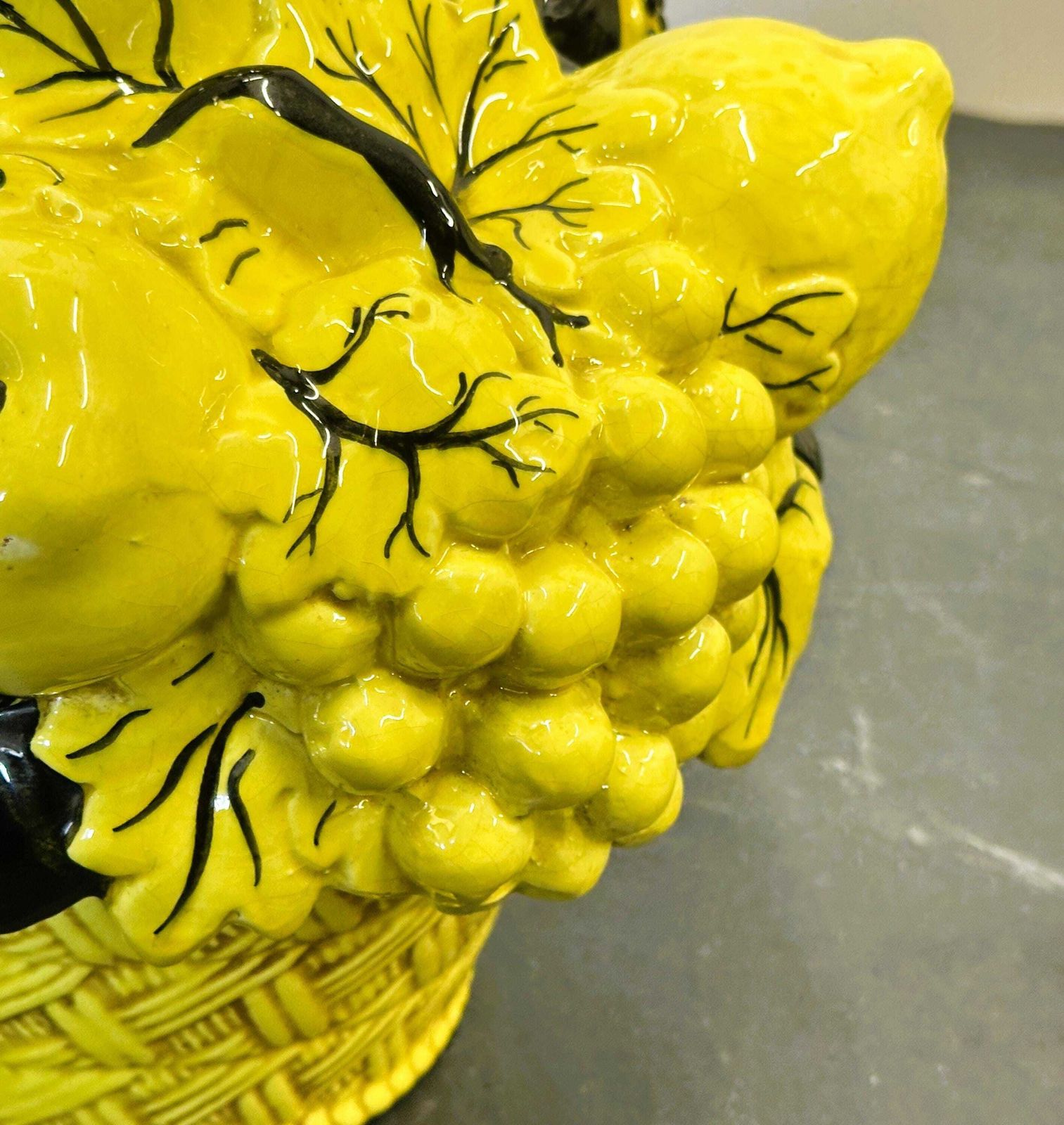 photo for sale Striking Uco Zaccagnini Lemon Fruit Basket Table Lamp, 1970s. Italy.