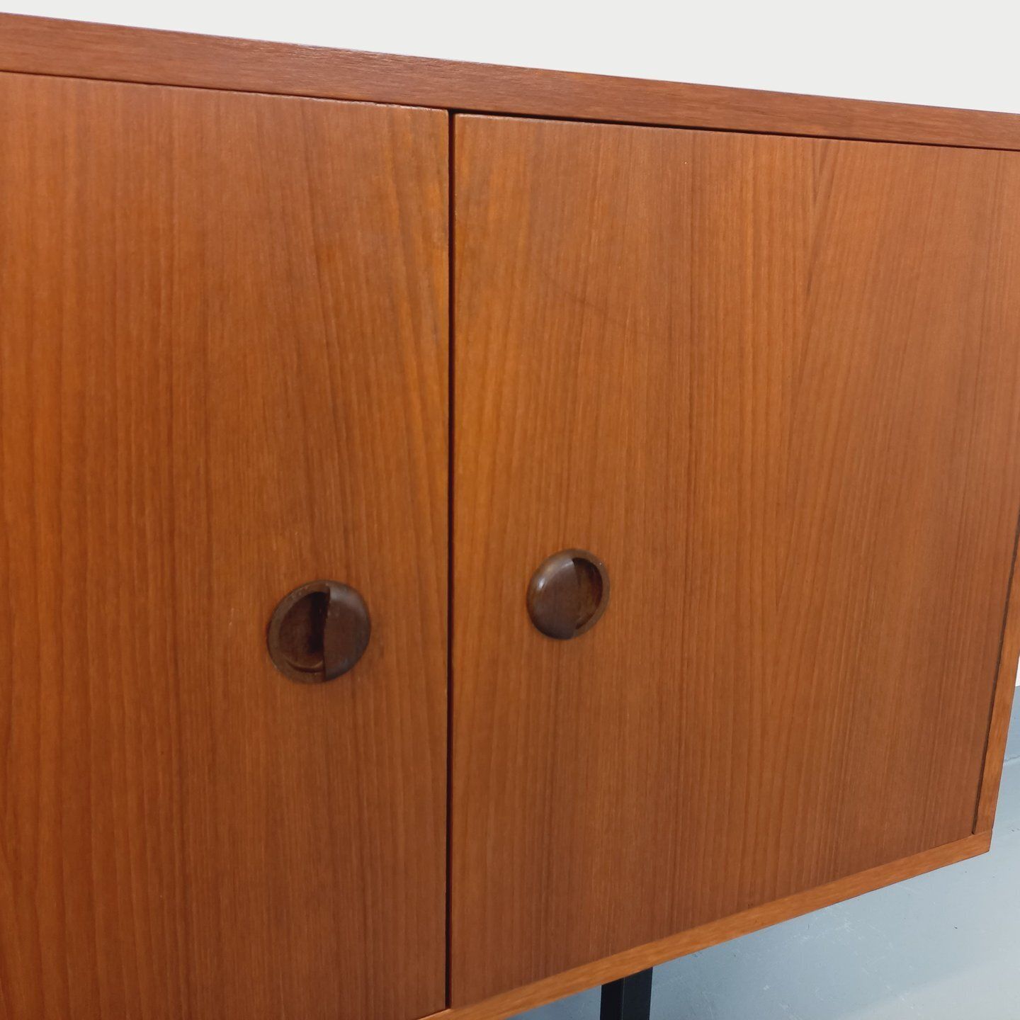 Furniture Modernist Sideboard With Teak Niche And Black Metal Legs photo