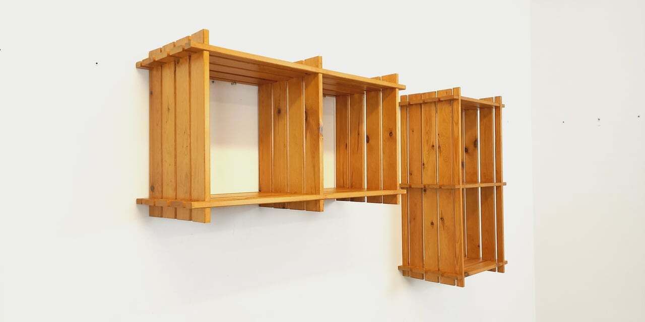 Pair Of Pine Wall Shelves, 1980s