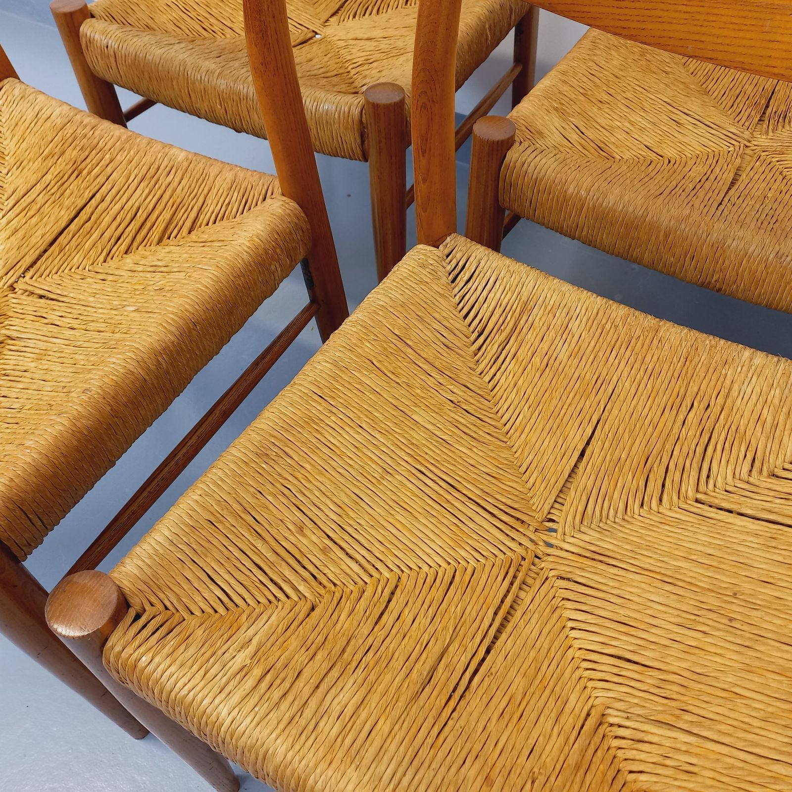 Furniture 6 Italian Piero Palange & Werther Toffoloni Chairs In Teak And Rope photo